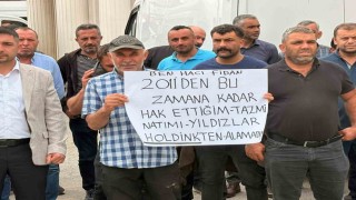 Yozgatta 4 aydır maaşlarını alamadıklarını ileri süren maden işçileri işvereni protesto etti