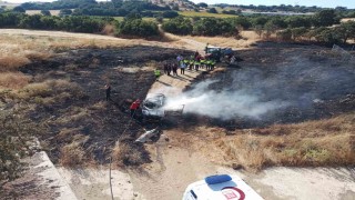 Balıkesirde kaza yapan otomobil araziye uçtu: 4 yaralı