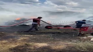 Burdurda samanlık yangını