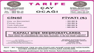 Bursa'da çay ve kahve fiyatlarına yüzde 30 zam