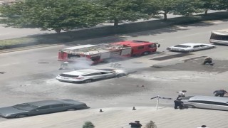 Çorumda cipte çıkan yangını vatandaşlar ve polis söndürdü