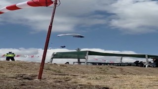 Çorumda yamaç paraşütü pilotunun düşme anı kamerada