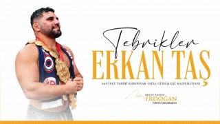 Cumhurbaşkanı Erdoğan, başpehlivanlık unvanını kazanan Erkan Taşı tebrik etti