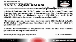 Elazığ Valiliğinden deprem açıklaması
