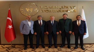 Kayserispor heyetinden Osman Aşkın Baka ziyaret