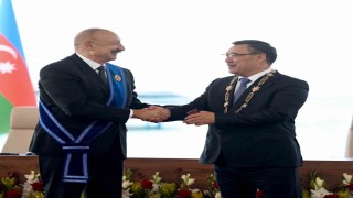 Kırgızistan Cumhurbaşkanı Caparovdan Aliyeve birinci derece Manas Nişanı