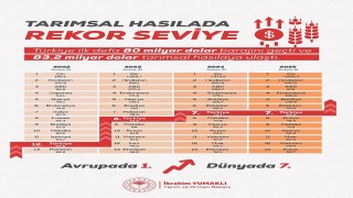 Türkiyenin tarımsal hasılası rekor kırarak 83,2 milyar dolara ulaştı