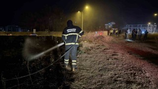 Yangında alevlerin arasında kalan kaplumbağayı polis ekipleri kurtardı