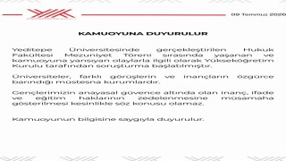 YÖKten Yeditepe Üniversitesinin mezuniyet törenindeki olaylara ilişkin soruşturma