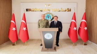 3. Ordu Komutanlığına atanan Tümgeneral Aktaştan Erzincan Valisi Aydoğduya ziyaret