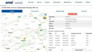 Amasyada 3,6 büyüklüğünde deprem