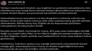 Bakan Gürlek: İnanç ve dini değerler, hiçbir şekilde suç faaliyetlerinin aracı veya kalkanı haline getirilemez