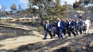 Bakan Yardımcısı Bulut ve Vali Varol yangın bölgesinde incelemelerde bulundu