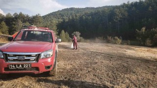 Boluda orman kenarında anız yangını: Köylülerin su tankerli müdahalesi faciayı önledi