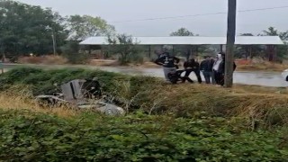 Boluda otomobil sulama kanalına uçtu: 1 yaralı