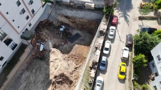 Çekmeköyde yıkılan istinat duvarı havadan görüntülendi