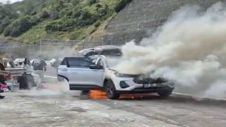 Cip Bolu Dağı Tüneli girişinde alev topuna döndü