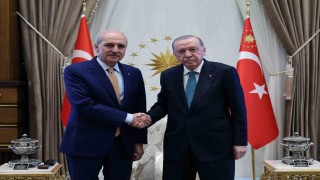 Cumhurbaşkanı Erdoğan, TBMM Başkanı Kurtulmuşu Cumhurbaşkanlığı Külliyesinde kabul etti.