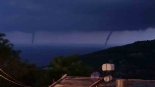Denizde oluşan çifte hortum kamerada
