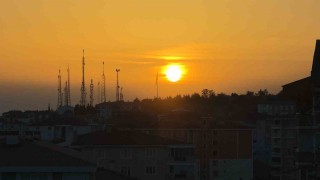 Edirnede gün batımı ve Türk bayrağı aynı karede buluştu