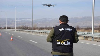 Erzincanda drone destekli trafik denetimi