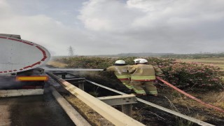 Erzinde tankerden alevler yükseldi