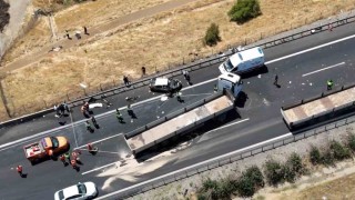 Gaziantep'te 2 kişinin öldüğü zincirleme kaza bölgesi dron ile görüntülendi