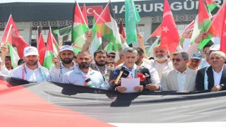 Habur Sınır Kapısında Irakta bekletilen Filistin Konvoyu için basın açıklaması düzenlendi