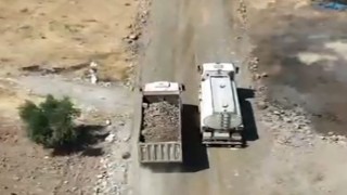 Kiliste yol çalışmasında renkli anlar sosyal medyada ilgi gördü