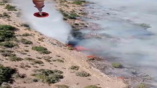 Kirazdaki orman yangına havadan ve karadan müdahale