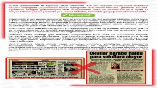 MEB Dezenformasyonla Mücadele: MEB, bütçesinden vakıf ve derneklere ilk 6 ayda 1,1 milyar ödeme yaptı iddiası gerçeği yansıtmamaktadır