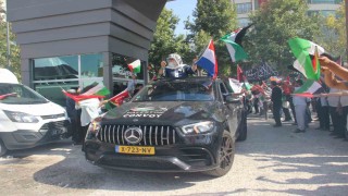 Şanlıurfada Filistin konvoyuna görkemli karşılama