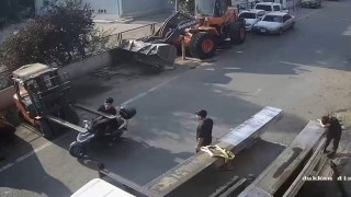 Tekirdağda pes dedirten kaza: Motosikletli forkliftin demir ayaklarına çarptı