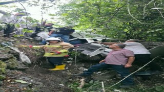 Yayla yolunda uçurumdan uçan otomobil hurdaya döndü: 2 yaralı