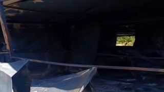 Yazıhanda yanan konteyner kullanılamaz hale geldi
