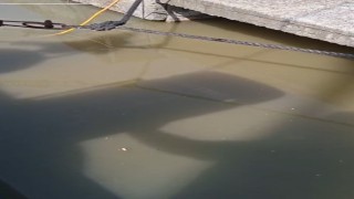 Yeşilköyde balıkçı barınağından denize atık su deşarjının görüntüleri ortaya çıktı