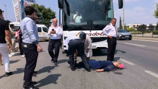 Yolcu otobüsünün çarptığı kadın ağır yaralandı