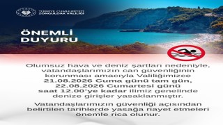 Zonguldakta iki gün boyunca denize girişler yasaklandı