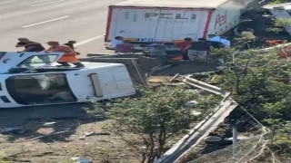 Anadolu Otoyolunda bakım aracına çekici çarptı: 3 yaralı