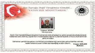 Bakan Güler'den görev esnasında rahatsızlanmasının ardından şehit olan Uzman Çavuş Coşkun Sevim için başsağlığı mesajı