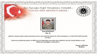 Bakan Gülerden Iğdırdaki kazada şehit olan asker için başsağlığı mesajı