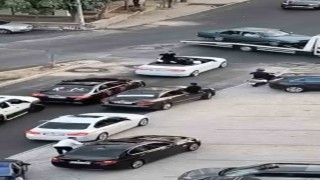 Bursada düğün konvoyu yolu trafiğe kapattı