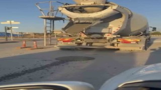 Bursa'da yola beton döken mikser sürücüsüne tepki