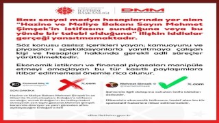 DMM'den Bakan Şimşek'in istifasını sunduğu yönündeki iddialara yalanlama