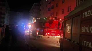 Erzurum'da 6 katlı binada korkutan yangın