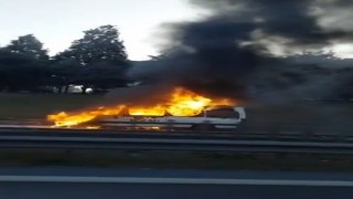 Esenlerde servis minibüsü alevlere teslim oldu