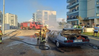İskenderun'da Tofaş alevlere teslim oldu