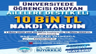 Kayseri Büyükşehir'den üniversiteli öğrencisi bulunan ailelere 10 bin TL destek