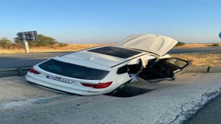 Keşanda su kanalına düşen otomobilde 4 kişi yaralandı