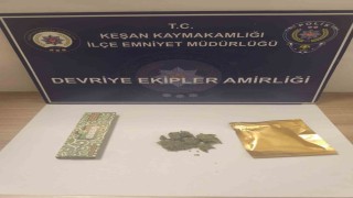 Keşan'da üzerlerinde uyuşturucu ele geçirilen 2 şüpheli gözaltına alındı
